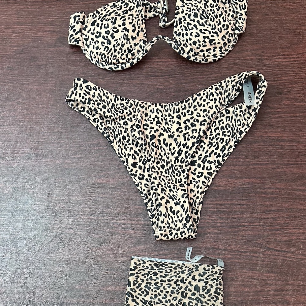 Cheetah Print Bikini 3 piece set with sarong
